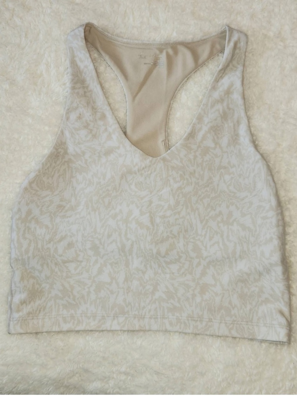 OFFLINE By Aerie Real Me Racerback Longline Sports Bra Soft Oat